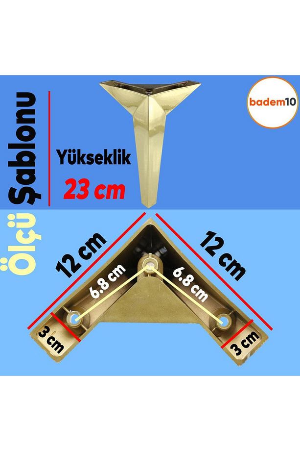 Kale Mobilya Kanepe Ünite Koltuk Ayağı 23 Cm Altın Gold Konsol Yükseltici Yükseltme Lüks Ayakları - 4