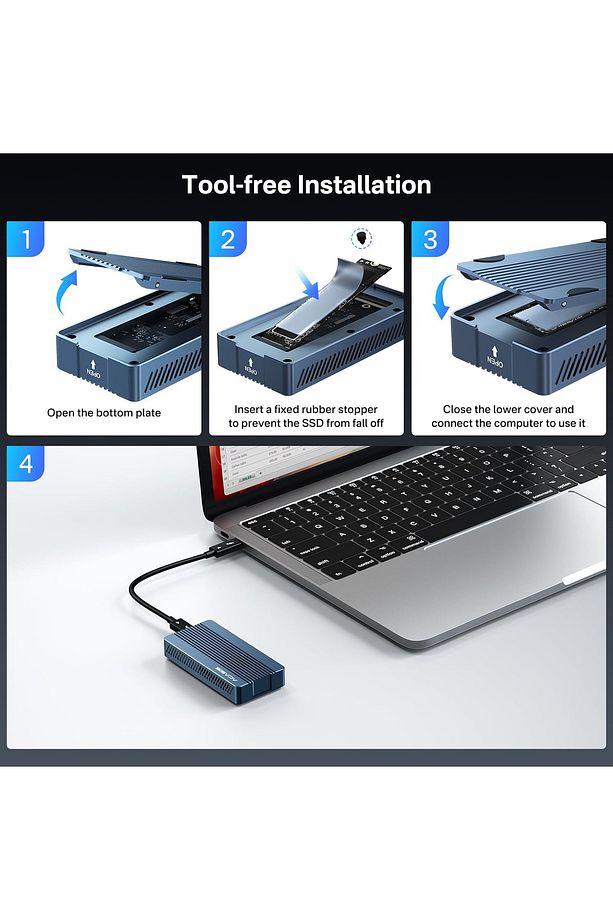 40Gbps M2. NVMe SSD, Thunderbolt 4, USB4, Fanlı Soğutma, Vidasız Montaj Disk Kutusu - 2