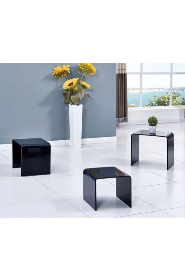 طاولة متداخلة منحنية مصنوعة من الزجاج المقسّى عالي الجودة - 5