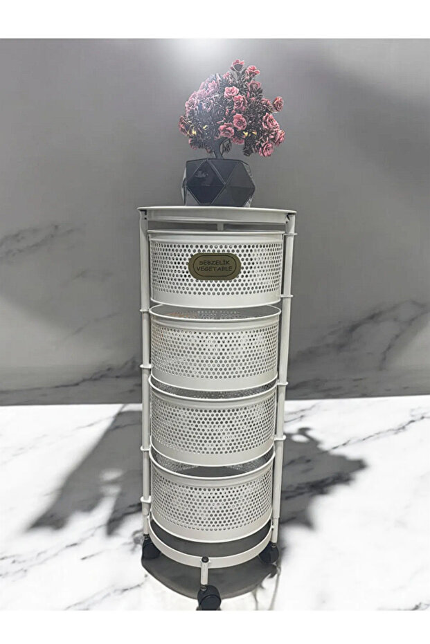 4 Katlı Beyaz Açılır Kapanır Sebzelik - 3