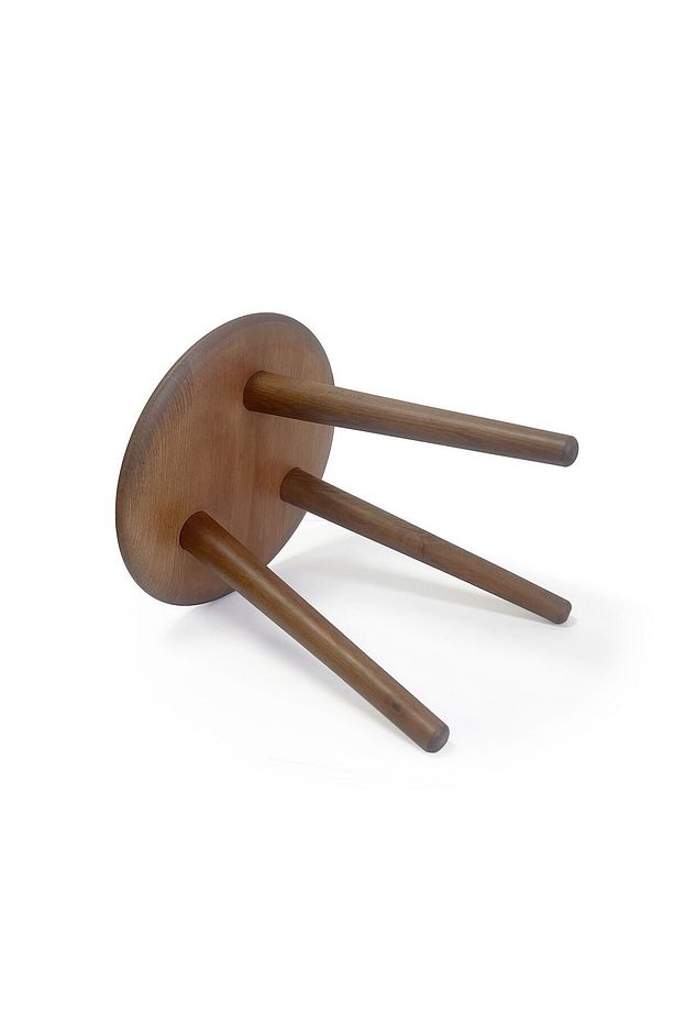 Masif Kayın Tabure Sehpa Üç Ayaklı Yuvarlak Ceviz(H=35 CM) - 3