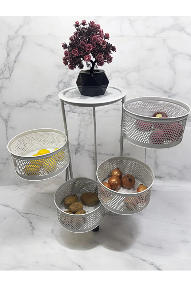 4 Katlı Beyaz Açılır Kapanır Sebzelik - 1