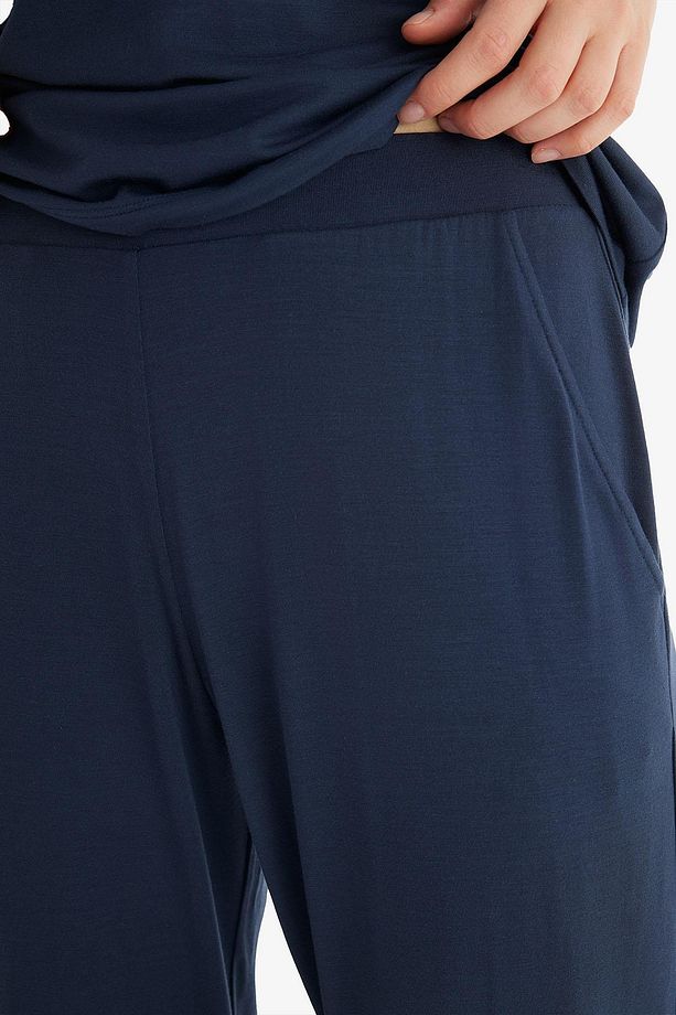 Kadın Kısa Kol Lacivert  Lenzing Micro Modal Pijama Takımı C6T3N8O15 - 3