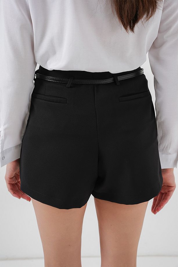 Pileli Mini Şort Etek 5336 - Siyah - 7
