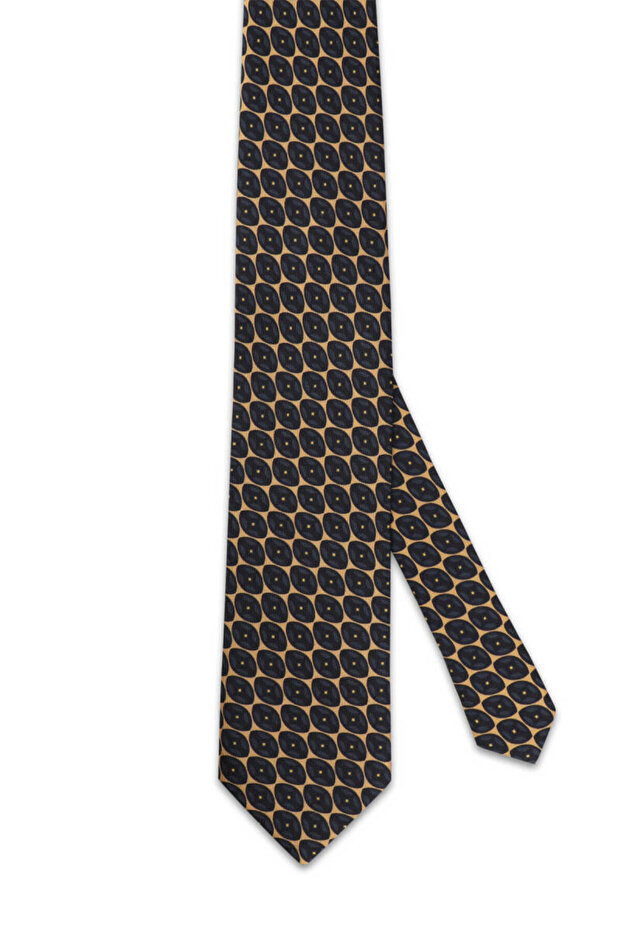 Mustard Patterned Silk Tie - 2