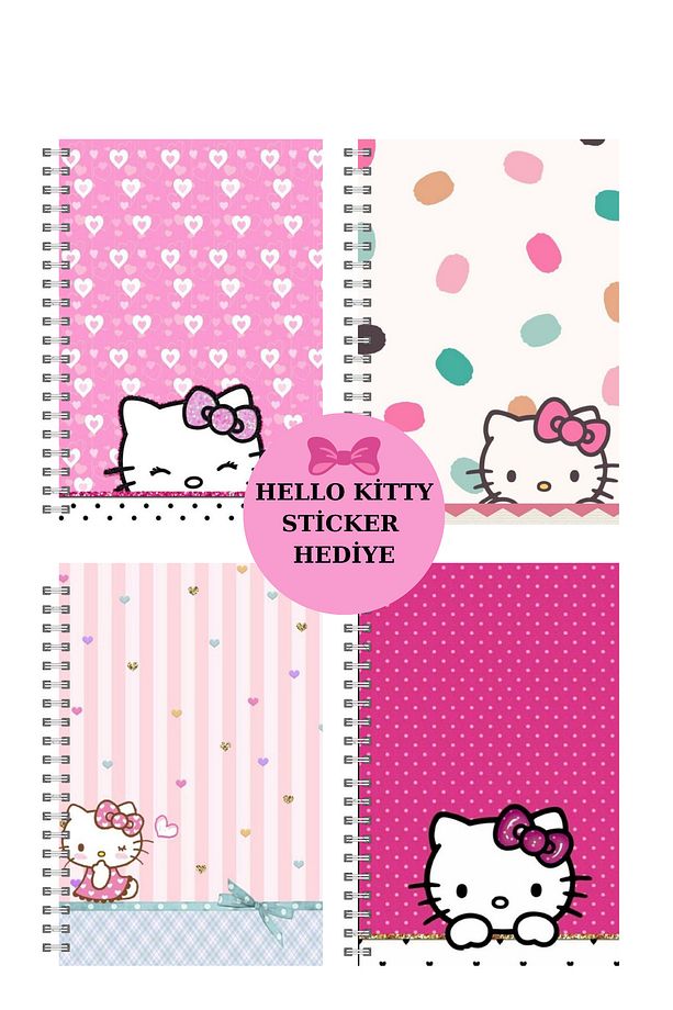4'lü Hello Kitty Defter Set - 4'lü Defter Seti - 1