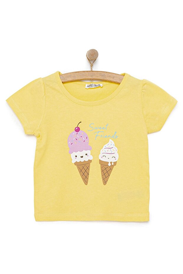HelloBaby Basic Dondurma Baskılı Tshirt Kız Bebek - 1