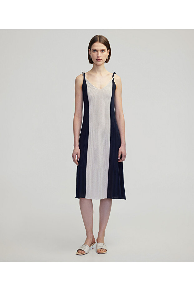 Colorblock triko elbise - 1