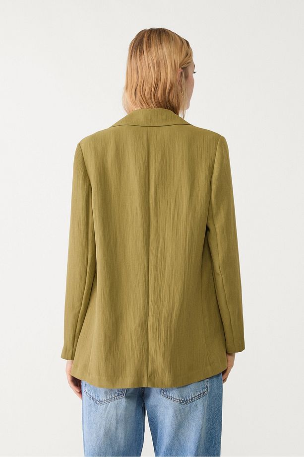 Buruşuk tasarımlı dökümlü regular fit blazer - 3
