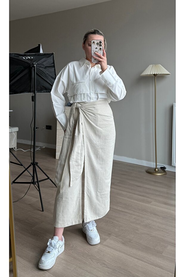 Taşlı beyaz gömlek - 3