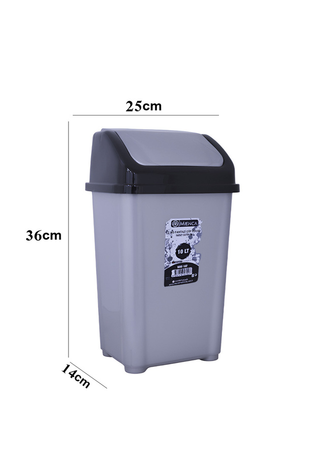 سلة مهملات بلاستيك بغطاء متأرجح 10 لتر - 2