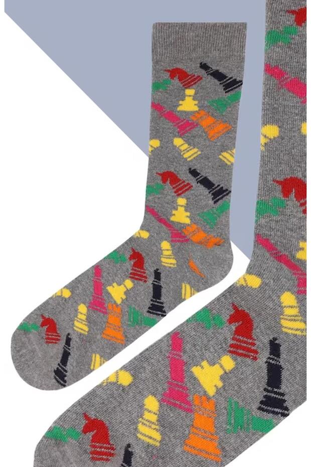 Chess Patterned Socks Men's Long Socks Clb - 5