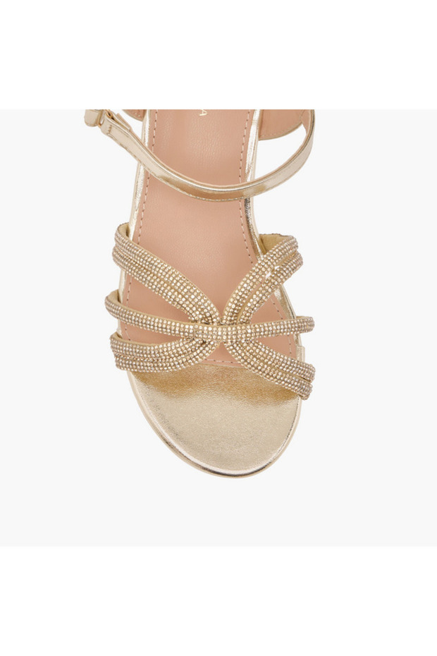 Flora Bella Embellished Block Heel Sandals with Hook and Loop Closure - 4