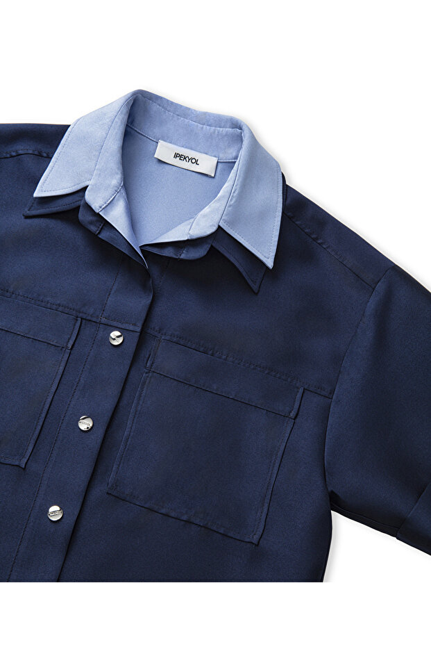 Çift parça görünüm gömlek ceket - 4