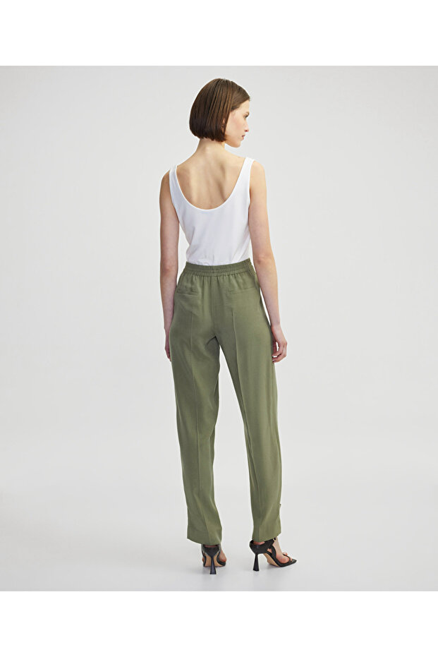 Düğmeli elastik bel pantolon - 4