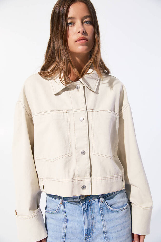 Pamuklu crop ceket - 5