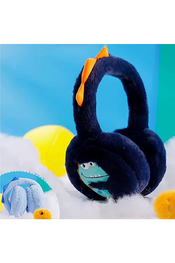 Dinozorlu Kışlık Esnek Katlanabilir Peluş Erkek Çocuk Kulaklık Kürklü Kulak Isıtıcı - 1
