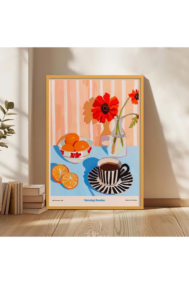 Tekli Ahşap Çerçeveli Tablo Tek Parça Poster Tablo TK/1413 - 5