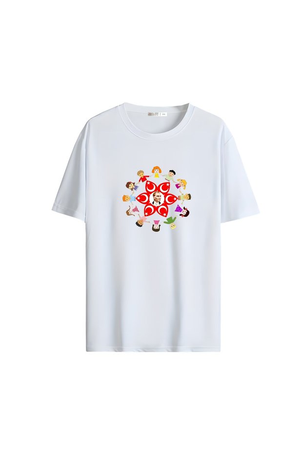 Red White Homeland Love Flag and Atatürk Printed Oversize Unisex T-Shirt 1380