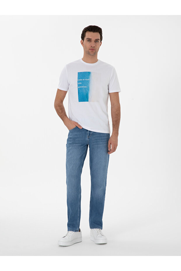Blue Slim Fit Cotton Blend Jean Trousers 50306185-Vr036