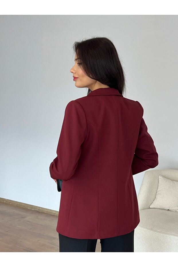 Fletolu Astarlı Slim Blazer Ceket - 4