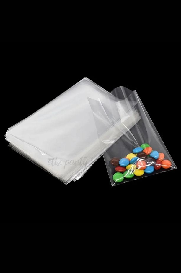 Şeffaf Parlak Bantsız Jelatin Poşet 10x15cm Kurabiye, Bijuteri, Kına, Takı  Poşeti 100 Adet - 2