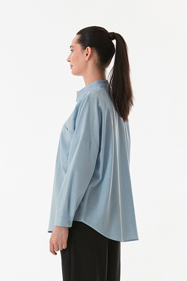 Basic Çift Cepli Oversize Gömlek - 4