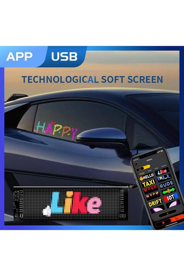 Matrix Led Panel Katlanabilir Usb Cama Yapışan Telefon Kontrollü Led Ekran 10,2x34,8 (2064) - 8
