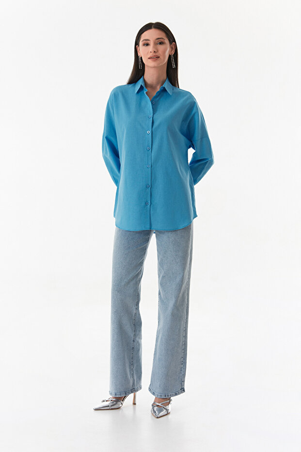 Basic Düğmeli Salaş Gömlek - 2