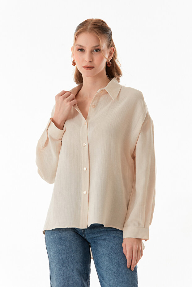 Basic Düğmeli Salaş Gömlek - 2
