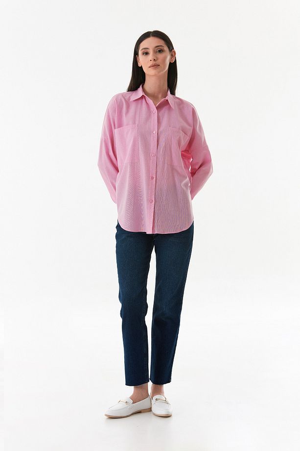 Basic Çift Cepli Oversize Gömlek - 6