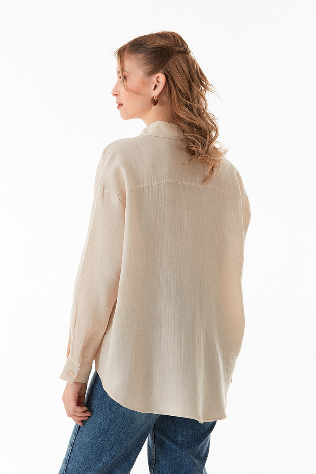 Basic Düğmeli Salaş Gömlek - 4