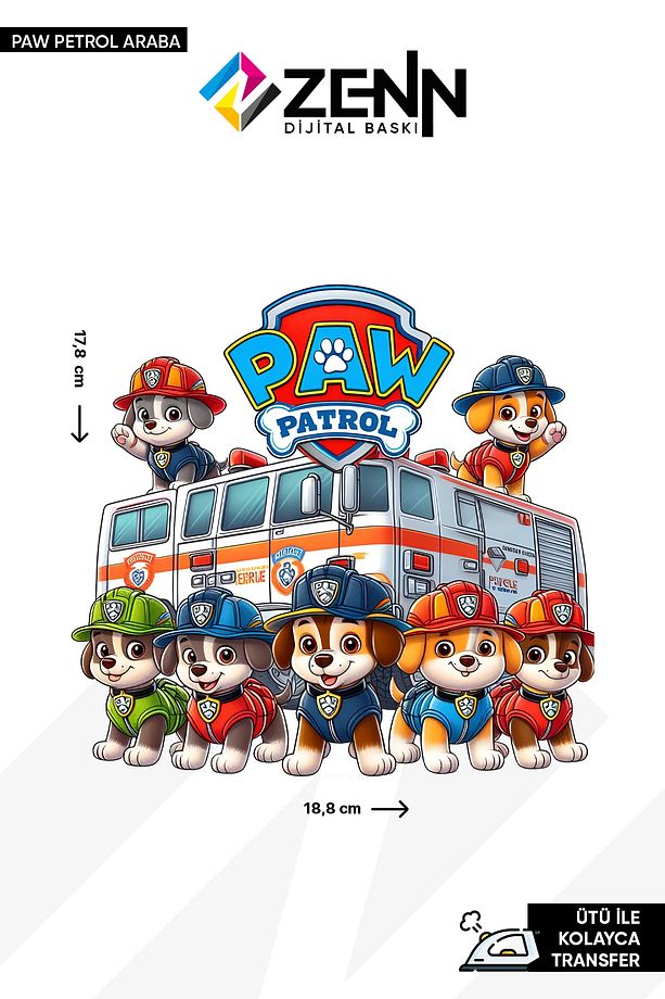 Paw Petrol Araba Ütü İle Yapışan Dtf Baskı - 1