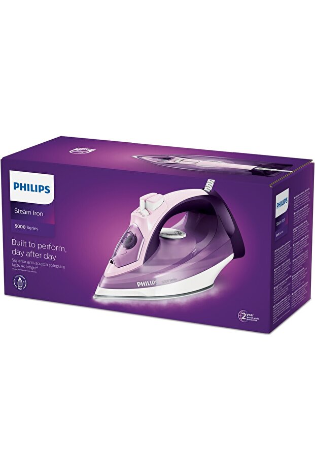 5000 Serisi Buharlı Ütü 2400W, 180g Şok Buhar, SteamGlide, 40g/dk Sürekli Buhar, DST5020/30 - 5