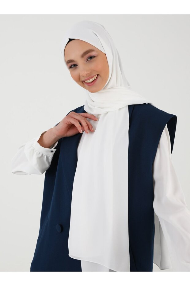 Krep Şal - Beyaz - Tuva Şal - 1