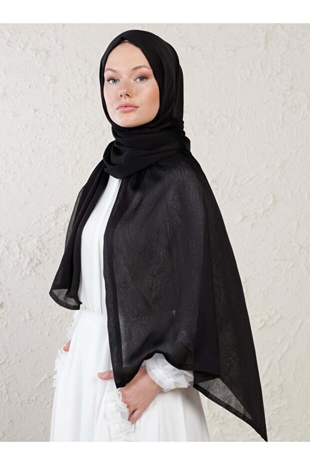 شال جانجان بطبقة مزدوجة - أسود - - 4