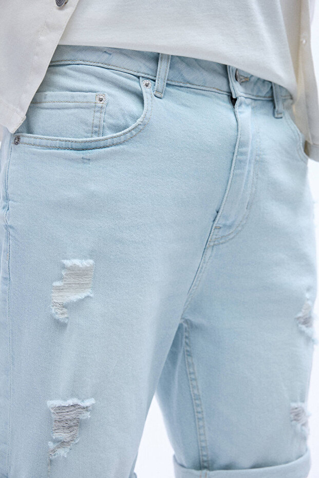 Distressed denim bermuda - 5