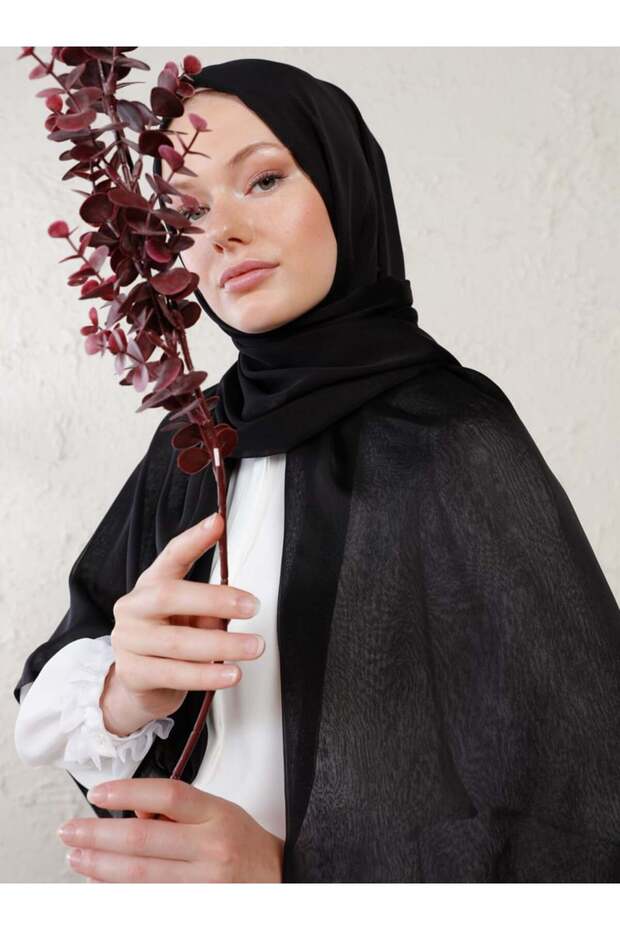 شال جانجان بطبقة مزدوجة - أسود - - 1