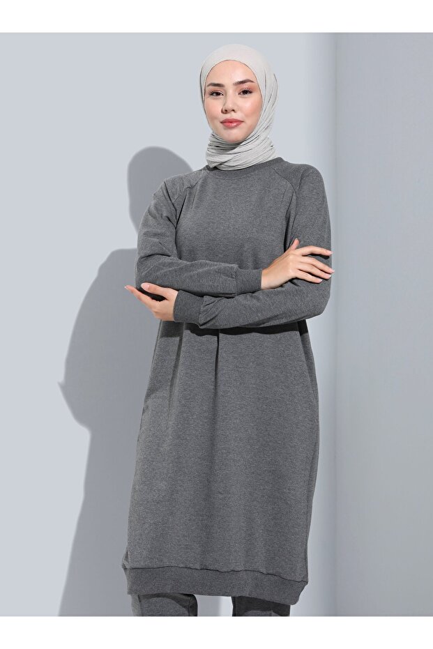 Double Comfortable Pattern Tracksuit Set - Anthracite - Benin - 2