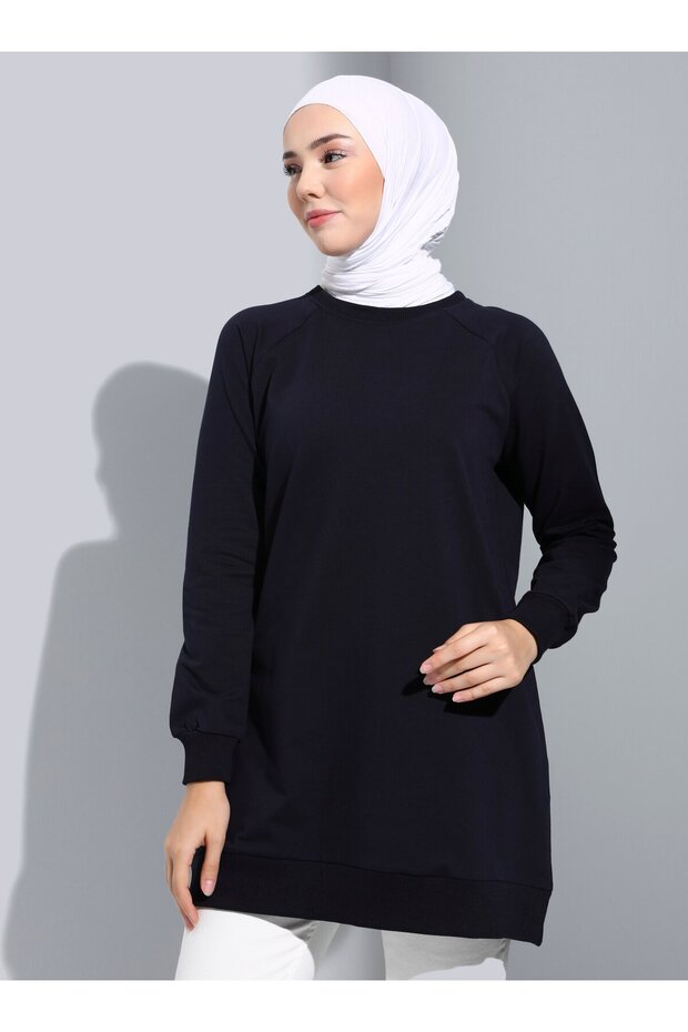 سويت شيرت أساسي طويل - أزرق داكن - أساسي - 2