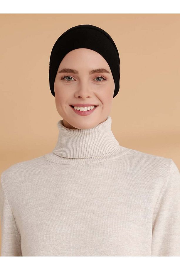 XL Düz Geçme Bone - Siyah - Tuva - 1