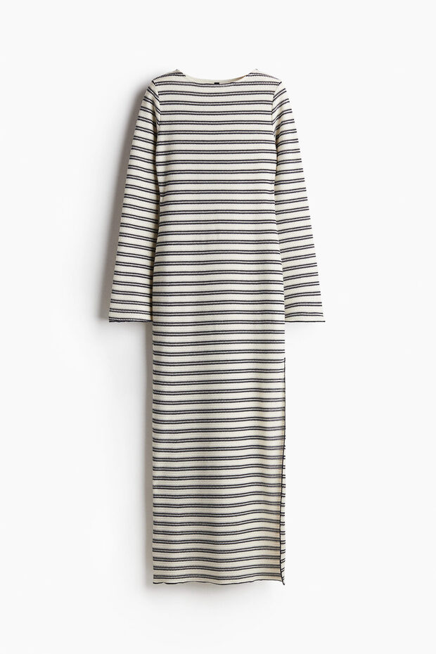 Tekstüre Triko Maksi Elbise - 1
