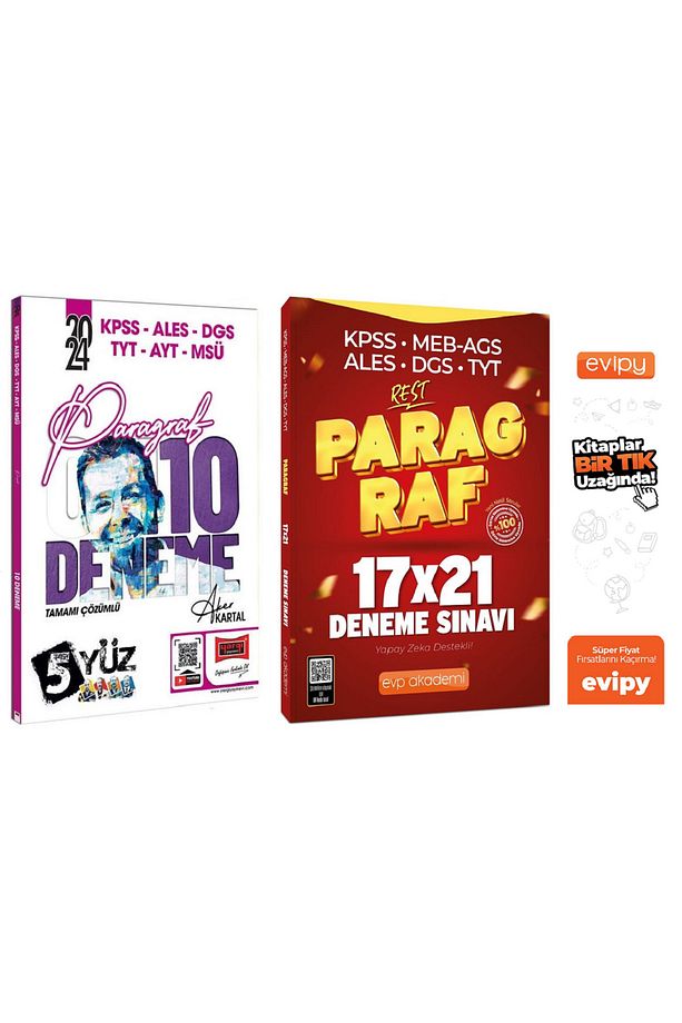 KPSS ALES DGS TYT AYT MSÜ Paragraf 5Yüz 10 Deneme + Rest 21 Deneme 2 Kitap Ayraç Hediy - 1