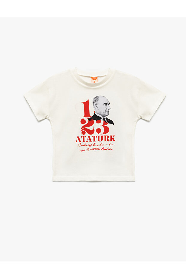 Ataturk Printed Crew Neck Cotton Short Sleeve T-Shirt