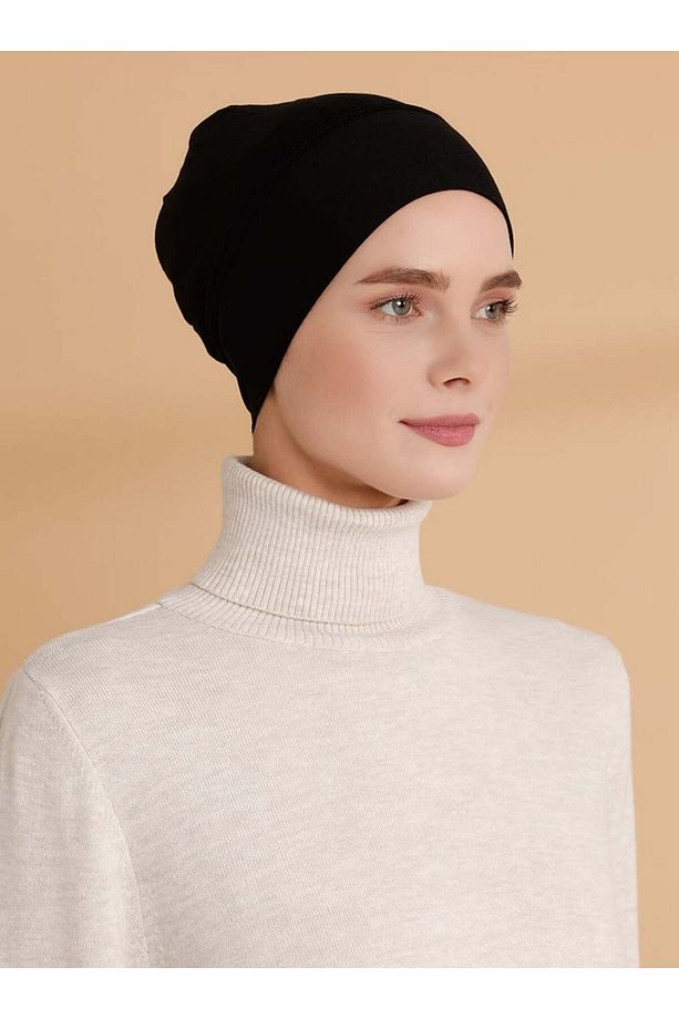 XL Düz Geçme Bone - Siyah - Tuva - 4