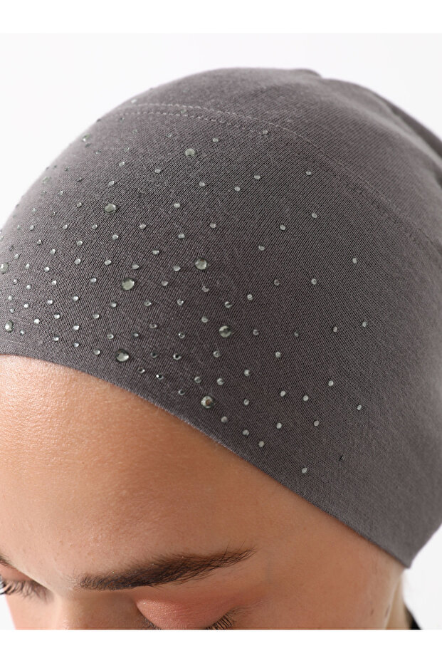 بونيه أنبوبي عملي مرصع بالأحجار - رمادي غامق - - 2