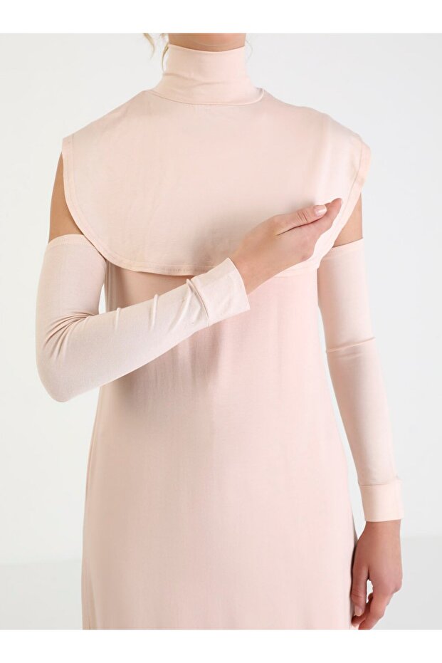 طقم ياقة وأكمام - بيج فاتح - - 1