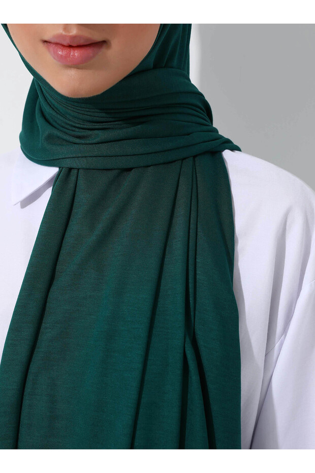 شال قطن ممشط سادة - أخضر زمردي - - 4