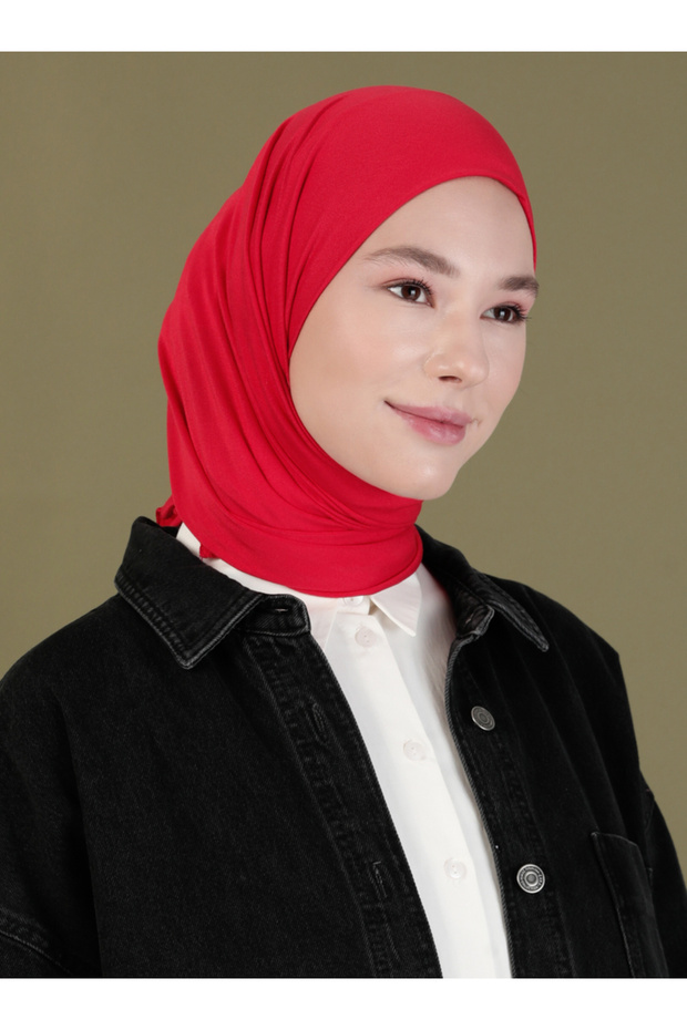 وشاح قطن ممشط - أحمر - - 2