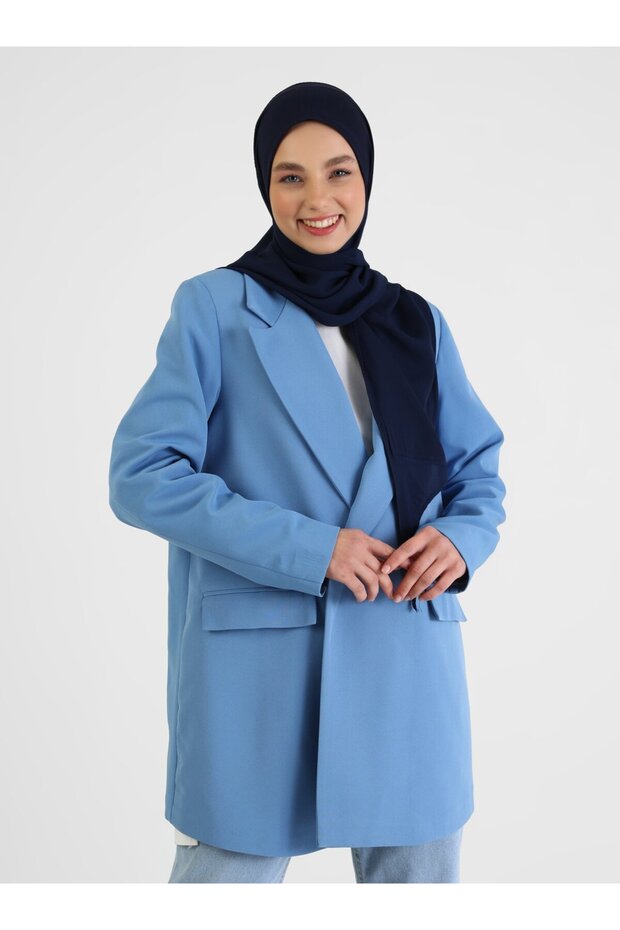 عمامة جاهزة من الكريب - أزرق داكن -